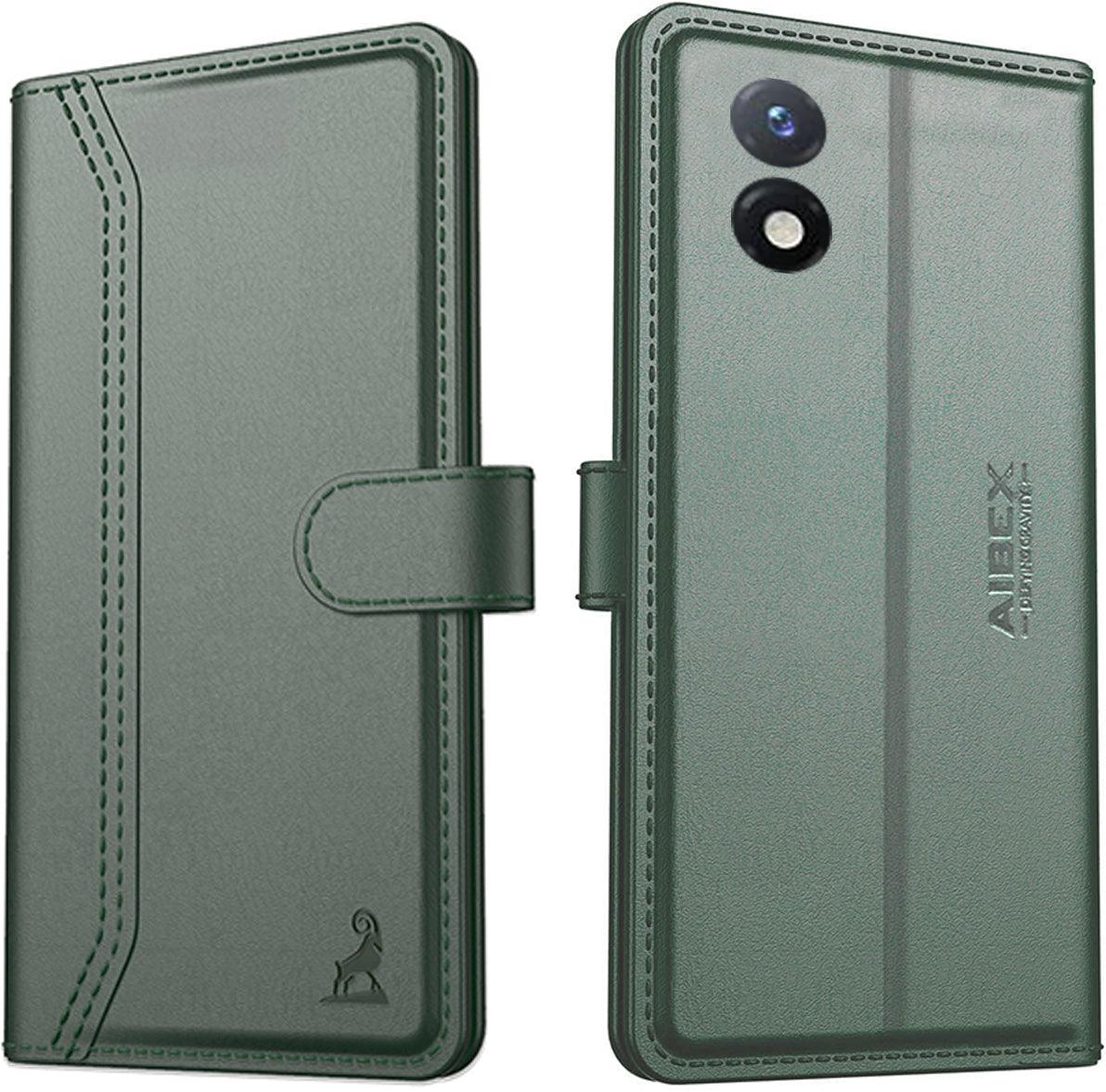Vivo Y02 Aibex PU Leather Flip Cover Foldable Stand & Pocket Magnetic Closure - Aibex